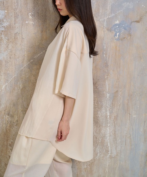 シャツ 半袖 「Nora Lily」Sheer Layered Wide Shirt(UNISEX) メンズ レディース | Nora Lily | 05