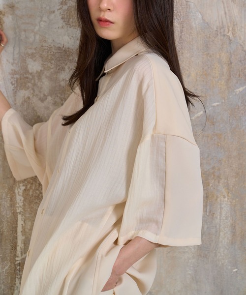 シャツ 半袖 「Nora Lily」Sheer Layered Wide Shirt(UNISEX) メンズ レディース | Nora Lily | 08