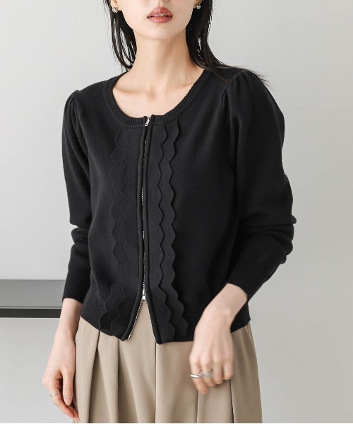 「SUGAR BISKET」 「La-gemme」ニットカーディガン フリー ブラック レディース_画像4