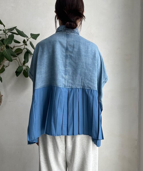 新品　スカイブルー　DOUDOU/ドゥドゥ　リヨセルデニムバック切替シャツ リヨセルデニムバック切替シャツ | DOUDOU(ドゥドゥ)レディース