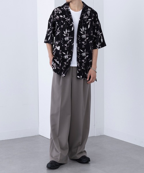 MAGASIN DE MODE HAUS シャツ 「HAUS」ダークフラワーオープンカラー