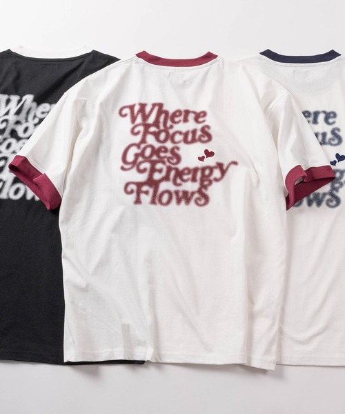 tシャツ 「85」ぼかしプリント＆ハート刺繍 バックプリント リンガー