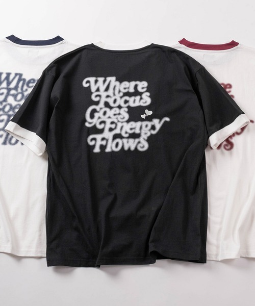 tシャツ 「85」ぼかしプリント＆ハート刺繍 バックプリント リンガー