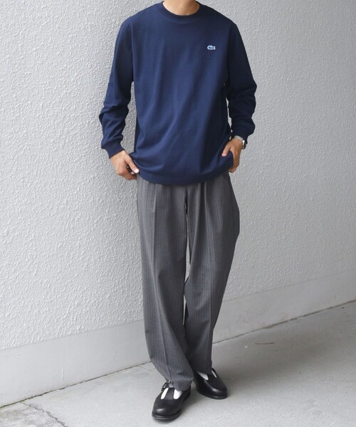 SHIPS any スラックス any: LIM BLESS ソリッド/ストライプ 2プリーツ