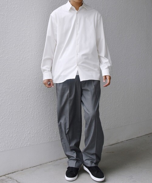 SHIPS any スラックス any: LIM BLESS ソリッド/ストライプ 2プリーツ