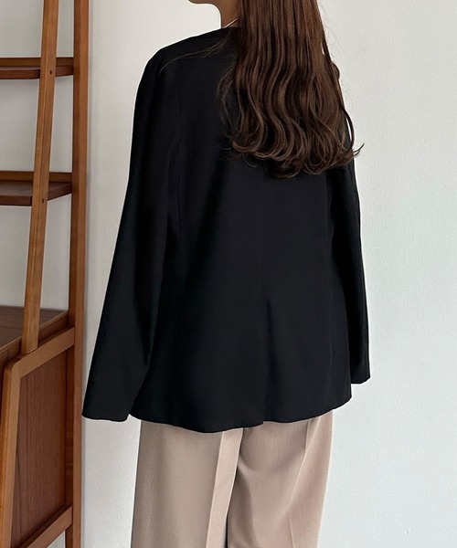 「callautia」 ノーカラージャケット LARGE ベージュ レディース