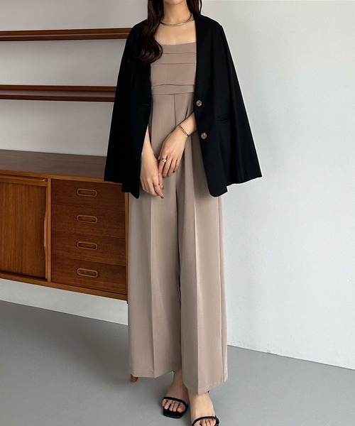 「callautia」 ノーカラージャケット LARGE ベージュ レディース