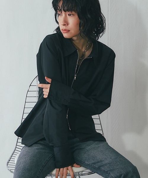 ブラウス シャツ ブロードZIPシャツ レディース