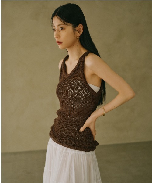 anuans（アニュアンス） タンクトップ ノースリーブ テープヤーン