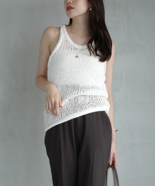 anuans（アニュアンス） タンクトップ ノースリーブ テープヤーン