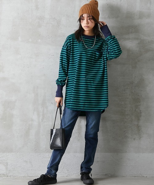 「GEVS.」 「SMILELAND」長(zhǎng)袖カットソー L ネイビー レディース