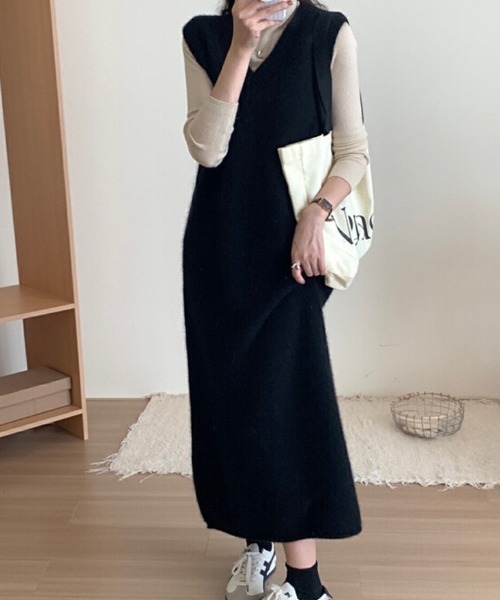 cammie ワンピース Vネックノースリーブワンピース : ZOZOTOWN Yahoo