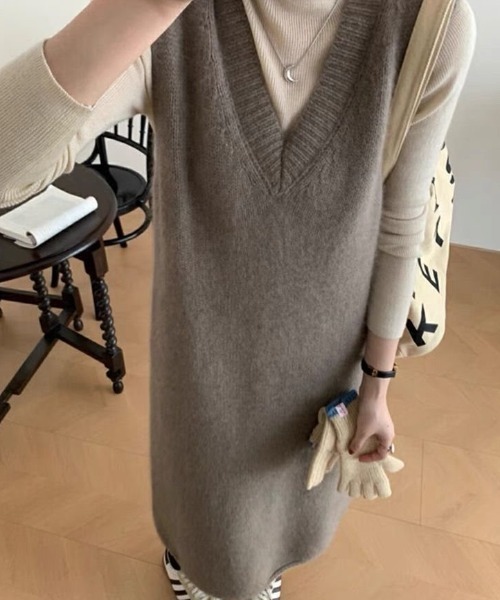 cammie ワンピース Vネックノースリーブワンピース : ZOZOTOWN Yahoo
