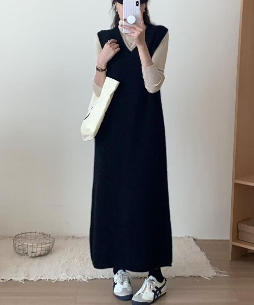 cammie ワンピース Vネックノースリーブワンピース : ZOZOTOWN Yahoo