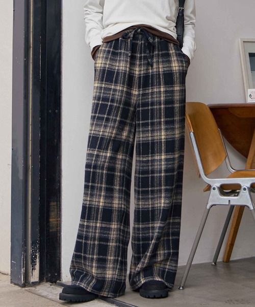 90s stuka チェック　ワイドパンツ USED古着(ユーズドフルギ) {{stuka}}パッチワークコーデュロイチェック