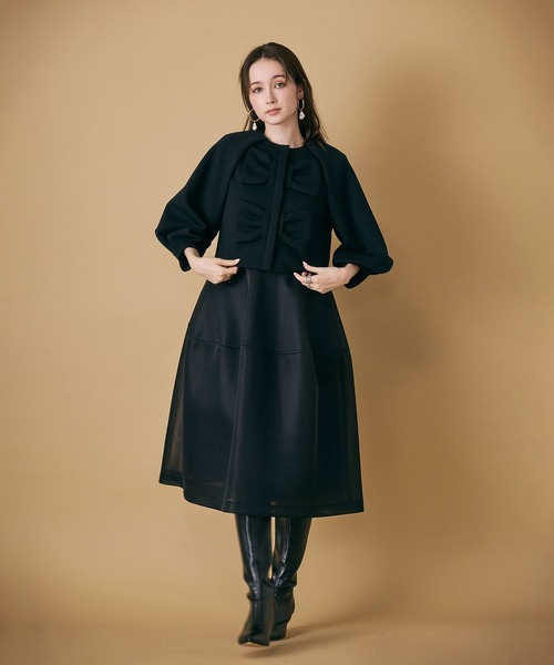 HYSTERIC◇長袖ワンピース/FREE/アクリル/BLK/ボーダー/01243NO03