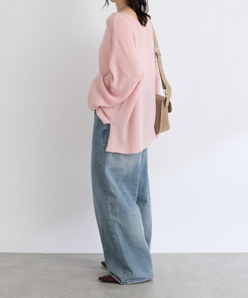 ☆ページ リピーター様 ランダムパッチワークデザイン モヘアライク ルーズVネック