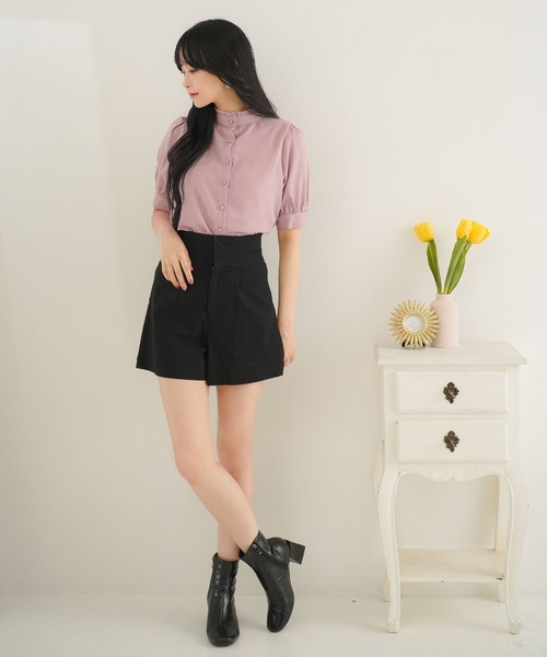 「Newlyme」 半袖ブラウス MEDIUM ブラック レディース_画像4