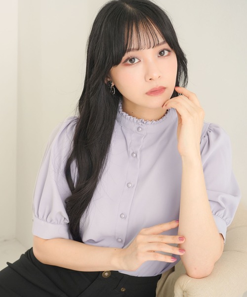 「Newlyme」 半袖ブラウス MEDIUM ブラック レディース_画像5