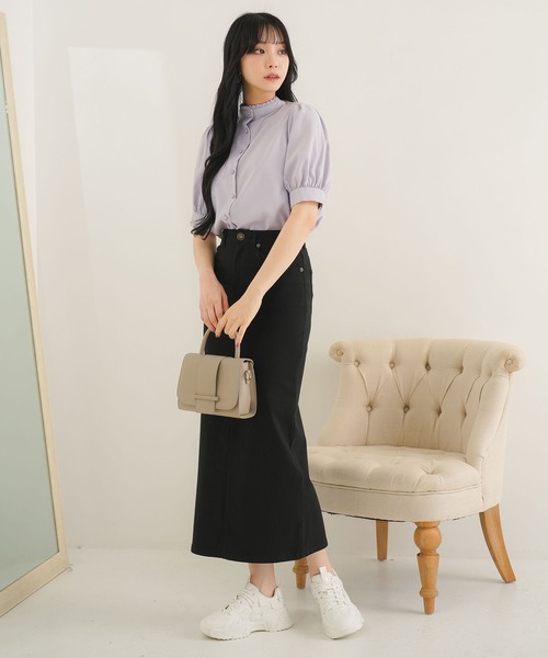 「Newlyme」 半袖ブラウス MEDIUM ブラック レディース_画像6