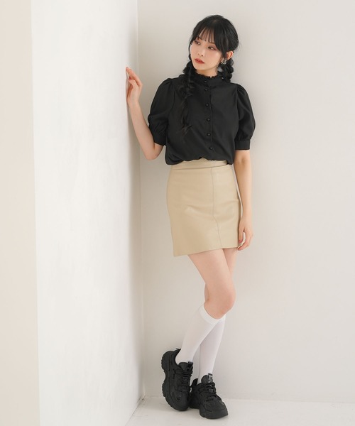 「Newlyme」 半袖ブラウス MEDIUM ブラック レディース_画像7