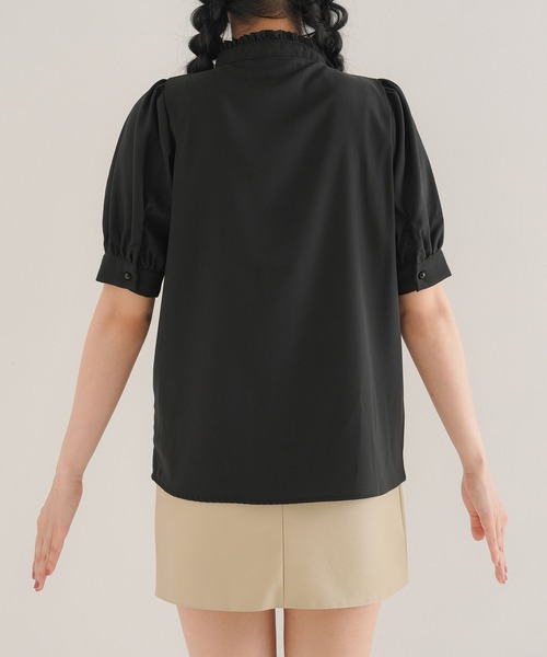 「Newlyme」 半袖ブラウス MEDIUM ブラック レディース_画像9