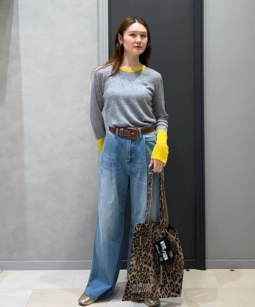 新品タグ付き　ハイネックリブバイカラープルオーバー ニット JEANASIS（ジーナシス） ニット セーター 14Gリブバイカラープル