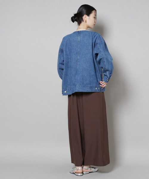 新品未使用 yuni デニムジャケット yuni｜cotton denim ノーカラー ブルゾン 1701BZ003251 デニム - yuni