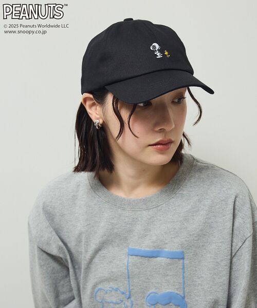 PEANUTS キャップ 帽子 スヌーピーミニ刺繍キャップ レディース