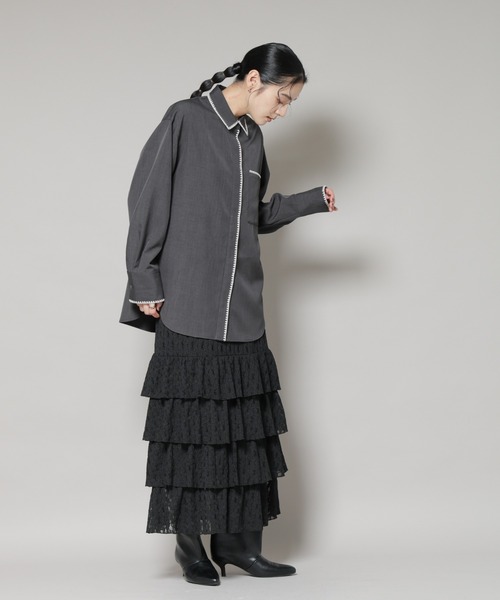 ナノユニバース（NANO universe）/ティアードフリルレーススカート NANO universe（ナノ・ユニバース） スカート ティアードフリルレース