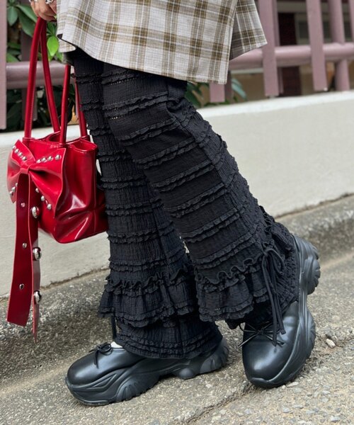 w closet（ダブルクローゼット） パンツ フリルリボンロングパンツ