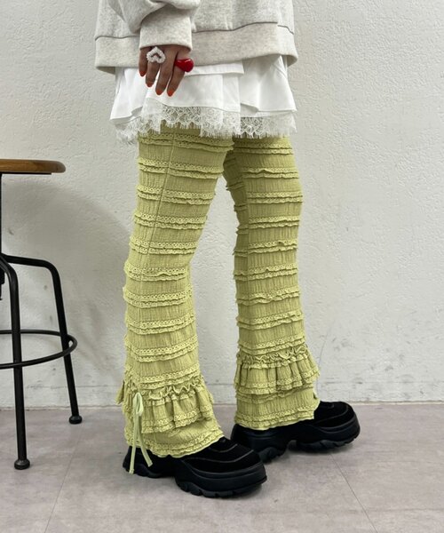 w closet（ダブルクローゼット） パンツ フリルリボンロングパンツ