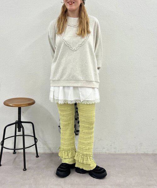 w closet（ダブルクローゼット） パンツ フリルリボンロングパンツ