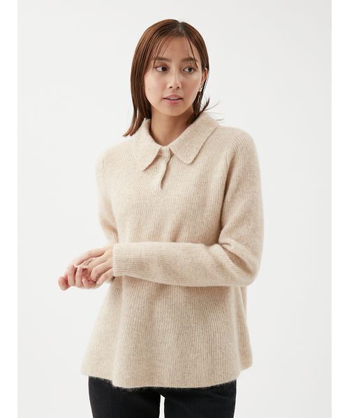 Mila Owen（ミラオーウェン） ポロシャツ ポロ 4WAYモヘヤラメペプラム