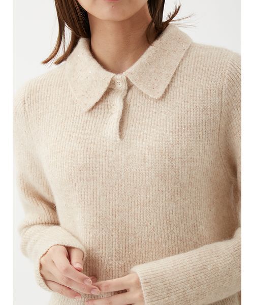 Mila Owen（ミラオーウェン） ポロシャツ ポロ 4WAYモヘヤラメペプラム