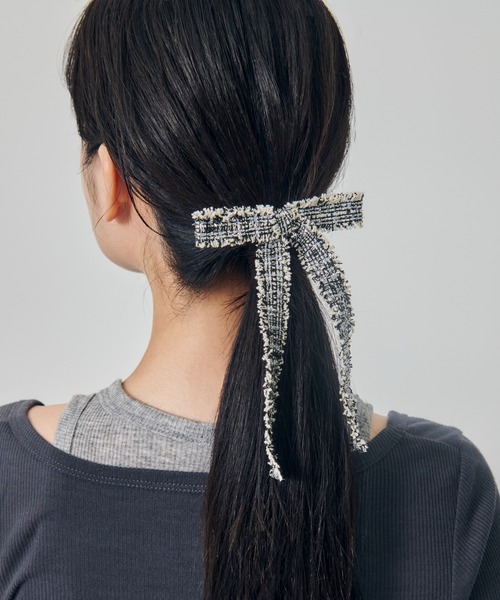 GOLDY（ゴールディ） ヘアクリップ ツイード リボン バレッタ