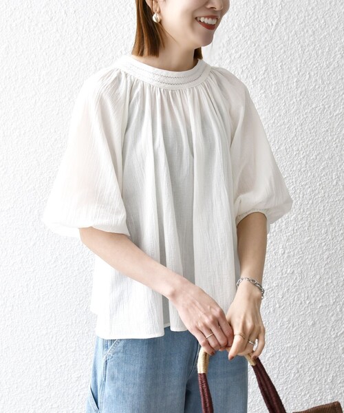 「SHIPS any」 7分袖ブラウス ONE SIZE ブラック レディースの画像