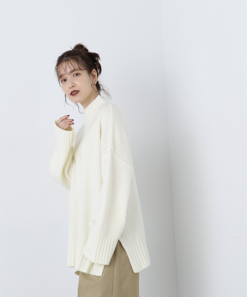 「N.(N. Natural Beauty Basic)」 長袖ニット MEDIUM ホワイト×ブラック レディース_画像4