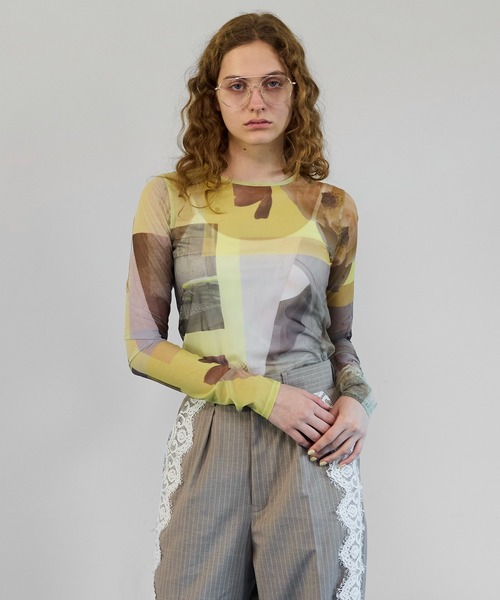 MAISON SPECIAL（メゾンスペシャル） tシャツ Photo Collage Mesh Tops