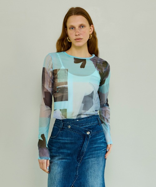 MAISON SPECIAL（メゾンスペシャル） tシャツ Photo Collage Mesh Tops