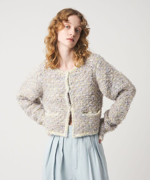 6 ROKU beauty&youthUNITEDARROWSニットカーディガン 6 カーディガン 「6(ROKU)」ミックス ニット カーディガン レディース