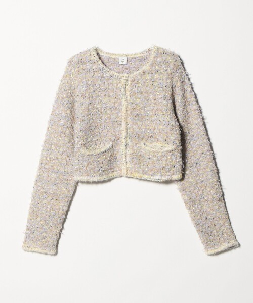 美品 ＜6(ROKU)＞ロク ミックス カーディガン 6 カーディガン 「6(ROKU)」ミックス ニット カーディガン レディース