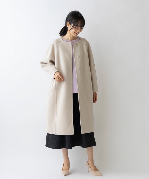 Sono（ソーノ） ノーカラーコート 1 ライトブルー レディース