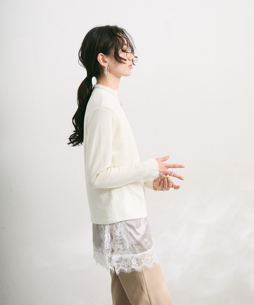 tシャツ レースフリルハイネックトップス レディース : ZOZOTOWN Yahoo