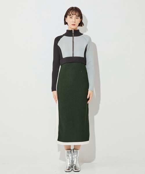 「CITY TOKYO」 ニットワンピース 1 ワイン レディース_画像6