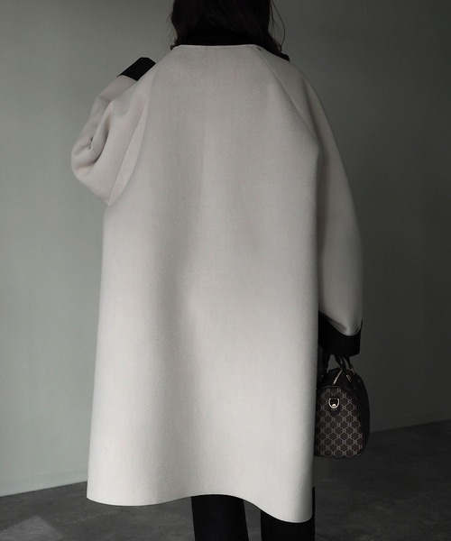 「Riberry」 ノーカラーコート MEDIUM ホワイト レディース_画像5