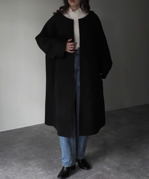 「Riberry」 ノーカラーコート MEDIUM ホワイト レディース_画像6