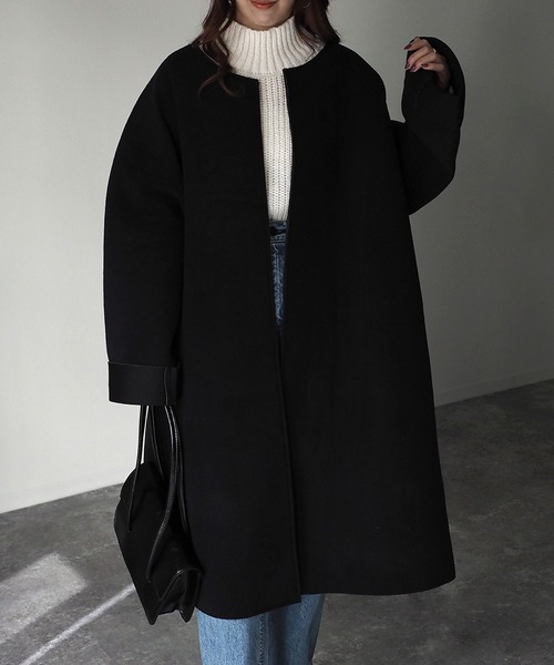 「Riberry」 ノーカラーコート MEDIUM ホワイト レディース_画像7