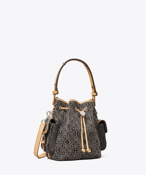 新品 匿名配送 トリーバーチ Tモノグラム パンチング ミニバケット バッグ Tory Burch - 新品 匿名配送 トリーバーチ Tモノグラム パンチング
