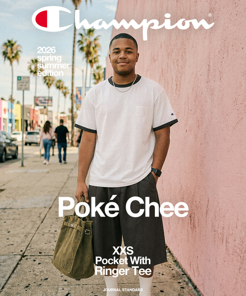 Champion（チャンピオン） tシャツ 別注 リンガー ポケチー Tシャツ
